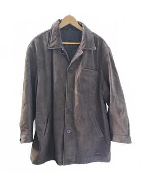 Man’s Bostonian Vintage Chocolate Suede Chore Coat. Lined Slouchy Button Up  XL